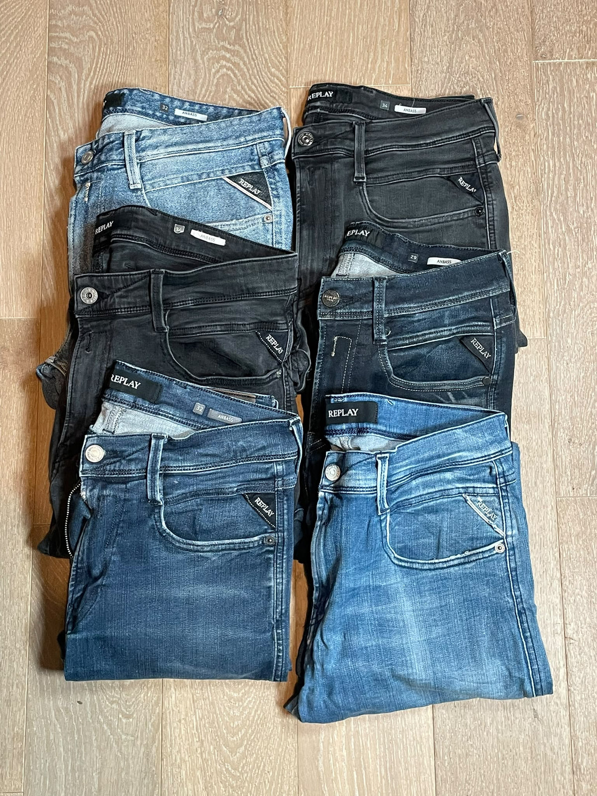 6x Replay Anbass Jeans Size Range W29 - W31