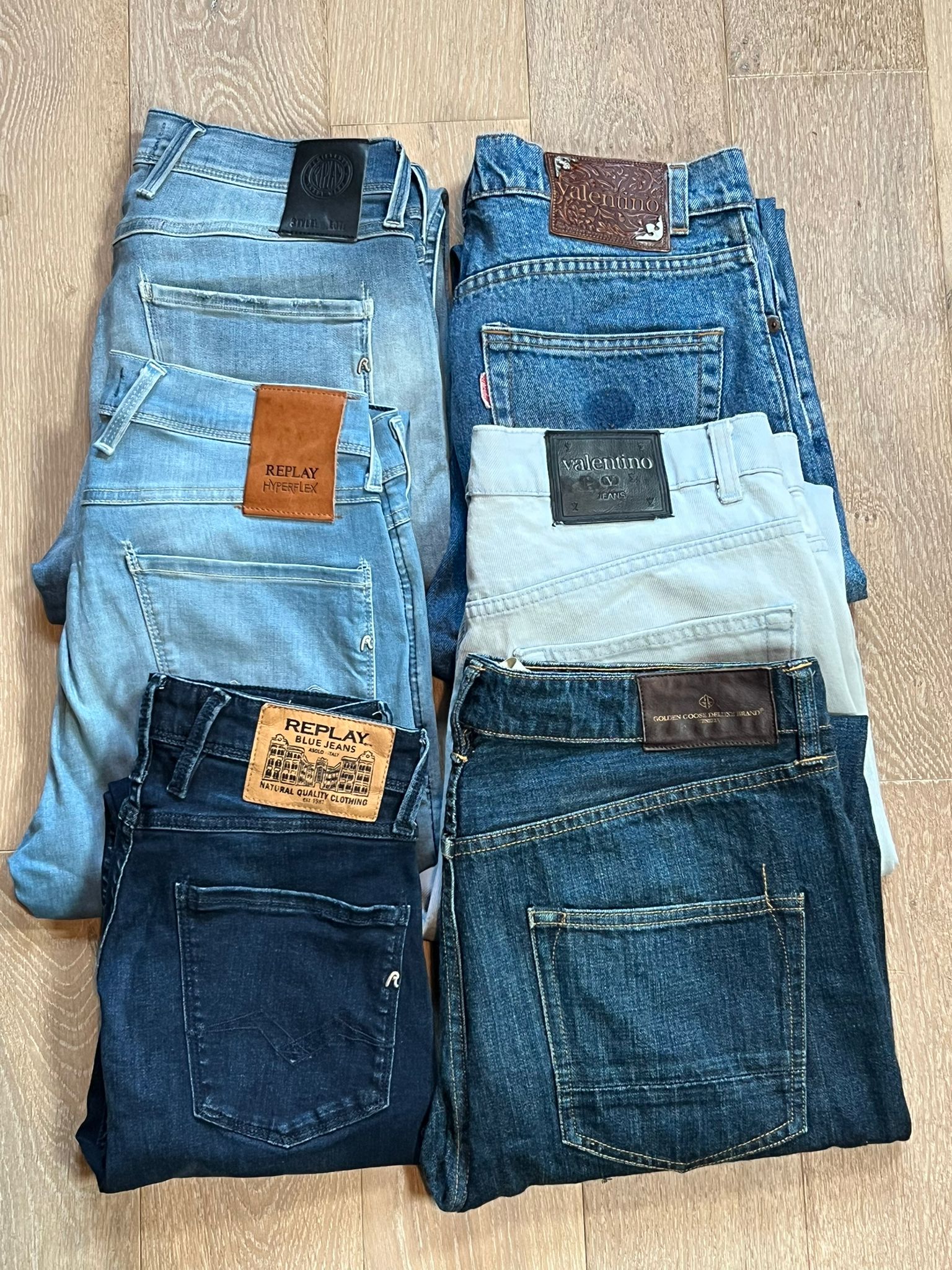 Replay Anbass, Valentino, Golden Goose Jeans Bulk x6