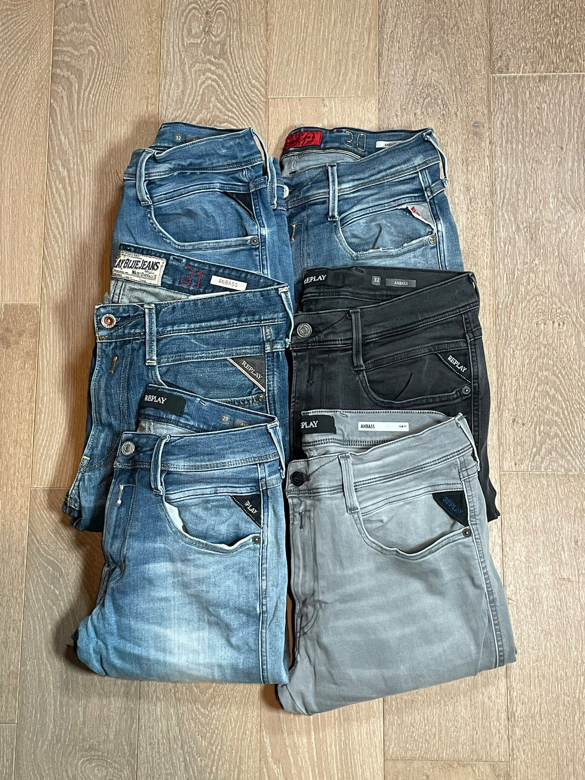 6x Replay Anbass Jeans  Size Range W29 - W31